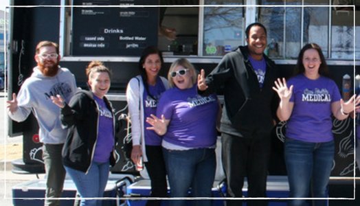 Crystal with other 180 Medical employees getting treats on food truck day