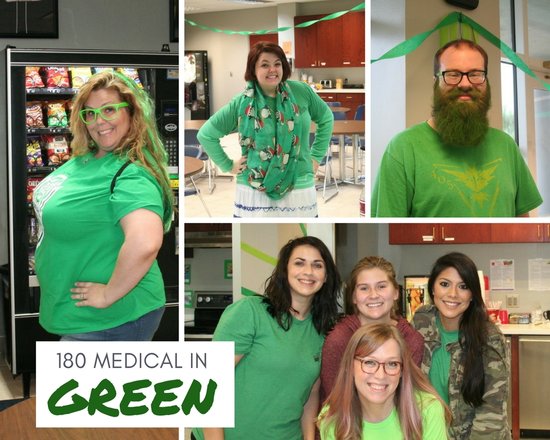 180 medical employees wearing green for spinal cord injury awareness day